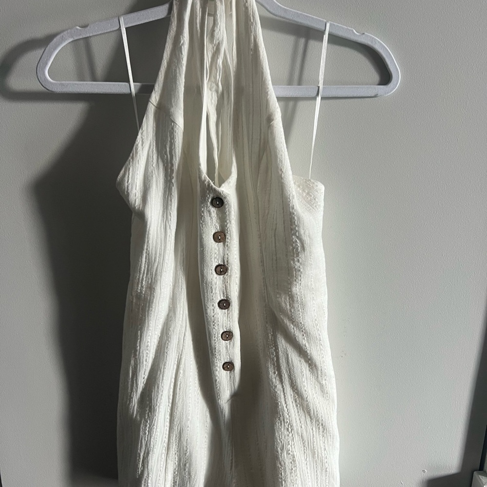 White Button-Down Halter Romper - image 5